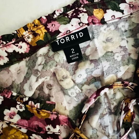 Torrid Floral Three Quarter Sleeve Dress Size 2X Brown Multicolor - Picture 5 of 8